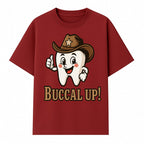 Cowboy Tooth Graphic Tee - Buccal Up! - Fun Dental Humor Shirt for Kids and Adults - Western Theme Dental Care Apparel - T-shirt 1758250098782.jpg