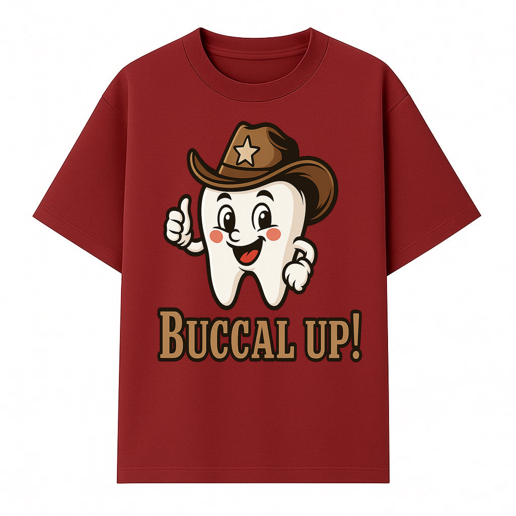 Cowboy Tooth Graphic Tee - Buccal Up! - Fun Dental Humor Shirt for Kids and Adults - Western Theme Dental Care Apparel - T-shirt 1758250098782.jpg