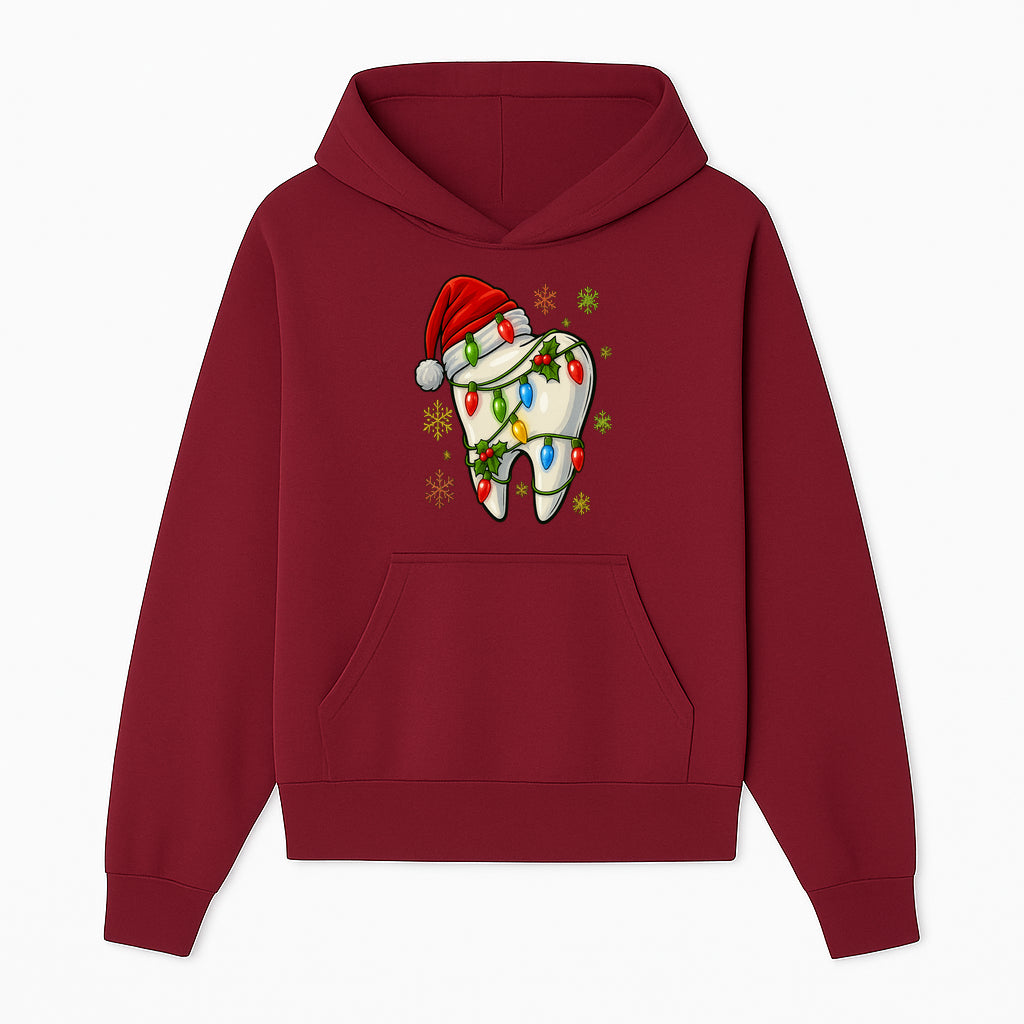 Christmas Tooth Ornament with Santa Hat and Colorful Lights Fun Holiday Decor for Dental Themed Gifts and Decorations. - Hoodie 1758250098877.jpg