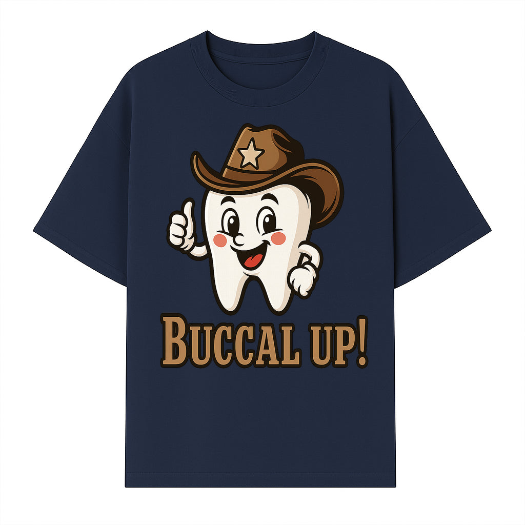 Cowboy Tooth Graphic Tee - Buccal Up! - Fun Dental Humor Shirt for Kids and Adults - Western Theme Dental Care Apparel - T-shirt 1758250098900.jpg