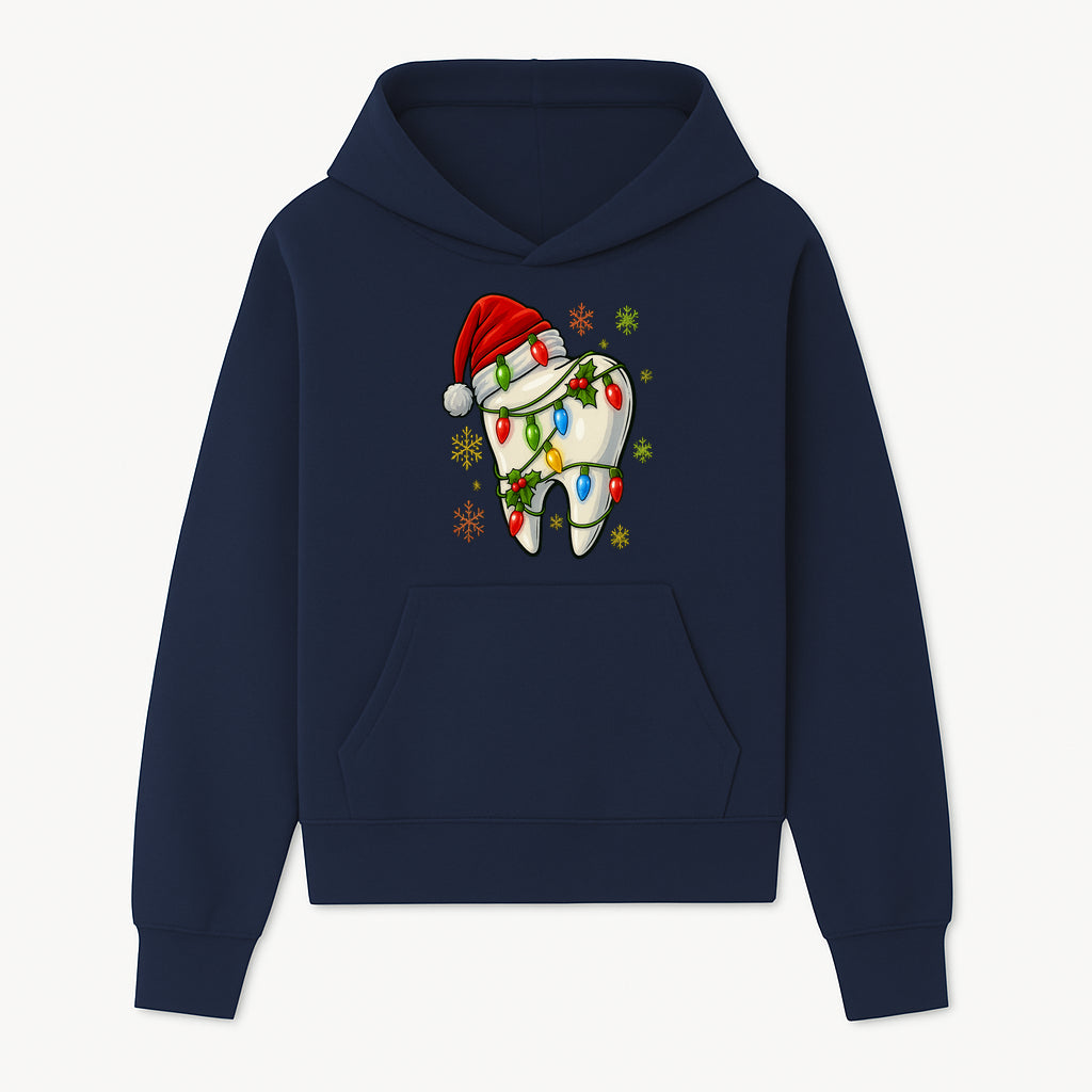 Christmas Tooth Ornament with Santa Hat and Colorful Lights Fun Holiday Decor for Dental Themed Gifts and Decorations. - Hoodie 1758250099019.jpg