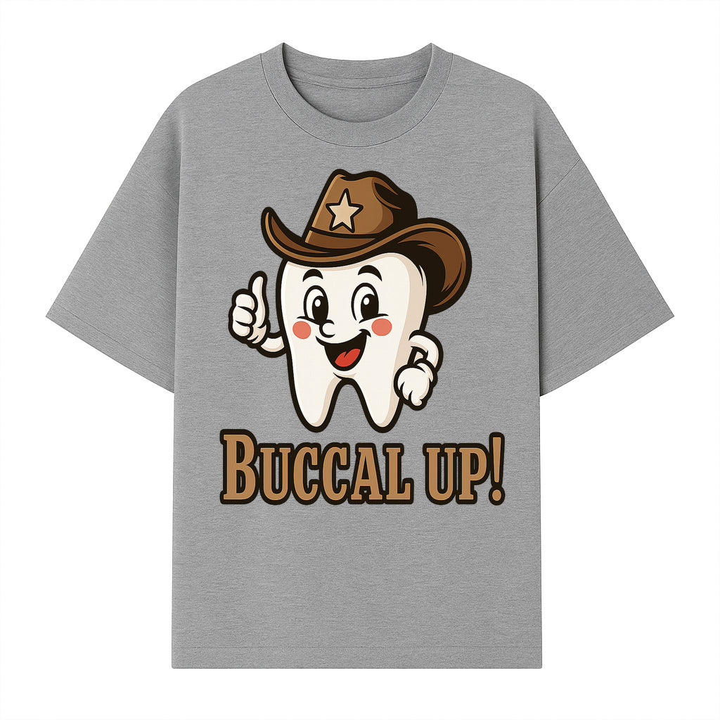 Cowboy Tooth Graphic Tee - Buccal Up! - Fun Dental Humor Shirt for Kids and Adults - Western Theme Dental Care Apparel - T-shirt 1758250099189.jpg