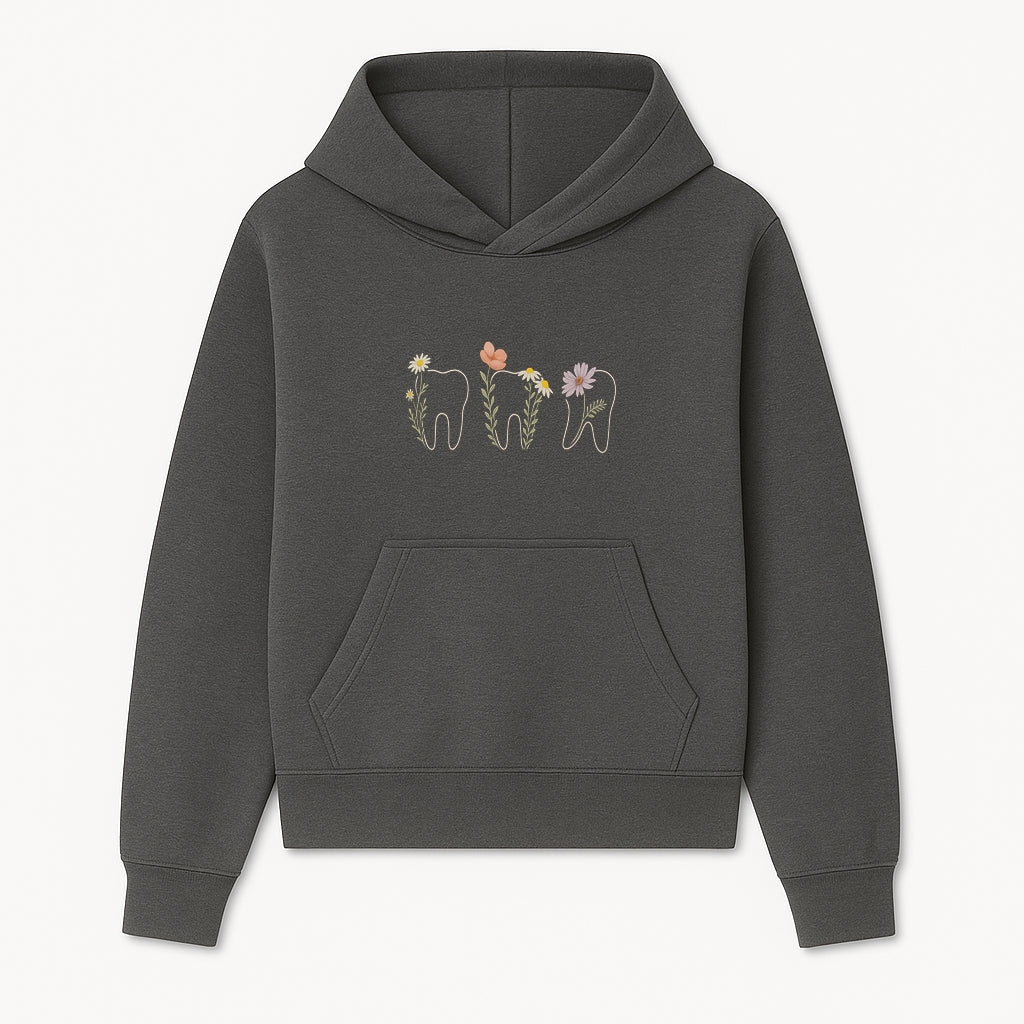 Floral Tooth Wall Art Print Cute Dental Decor with Flowers for Kids' Rooms, Nursery, or Dental Offices Whimsical Tooth Design - Hoodie 1758250099327.jpg