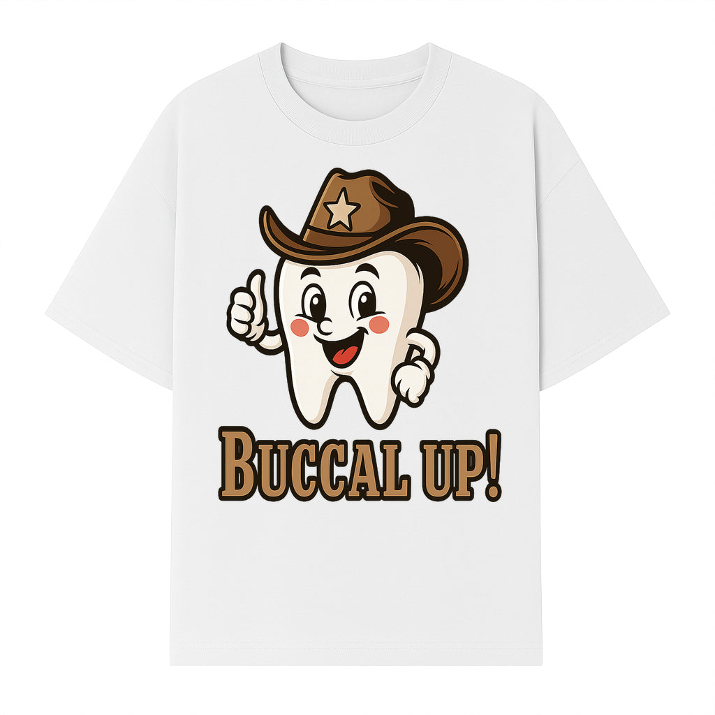 Cowboy Tooth Graphic Tee - Buccal Up! - Fun Dental Humor Shirt for Kids and Adults - Western Theme Dental Care Apparel - T-shirt 1758250099344.jpg