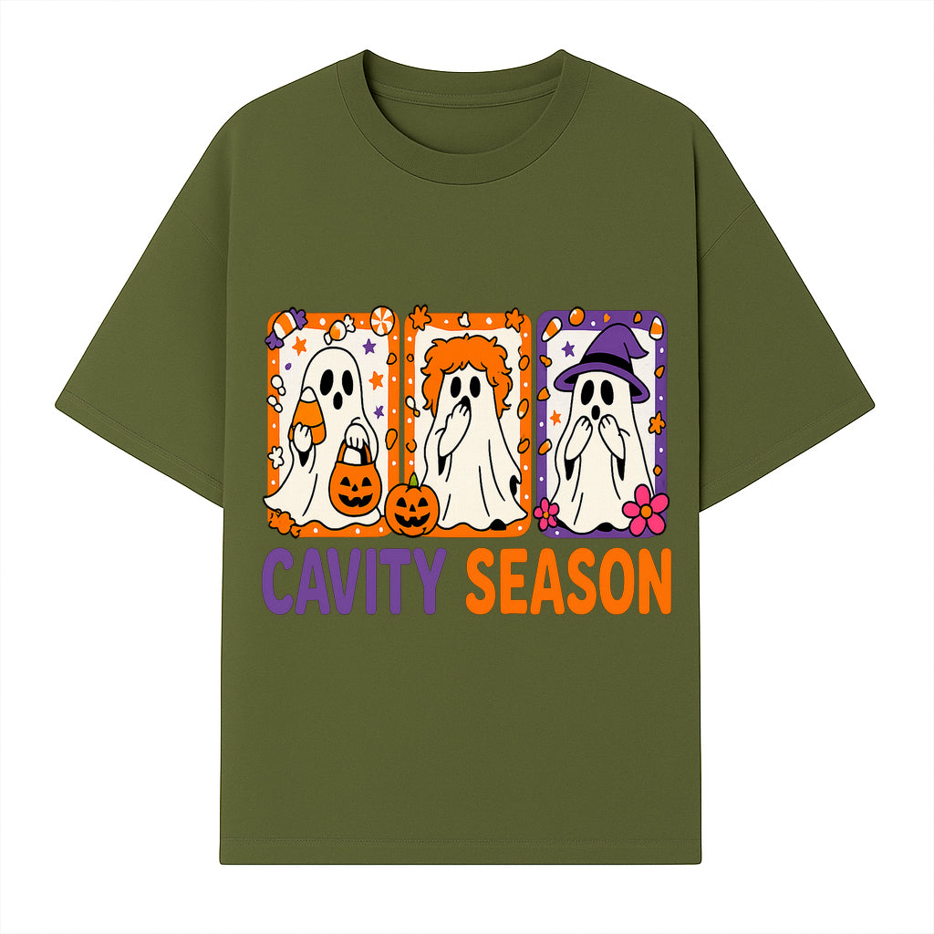 Halloween Ghosts Cavity Season T-Shirt, Cute Spooky Apparel, Kids Halloween Costume, Fun Trick or Treat Design, Pumpkin Candy Theme - T-shirt 1758250099435.jpg