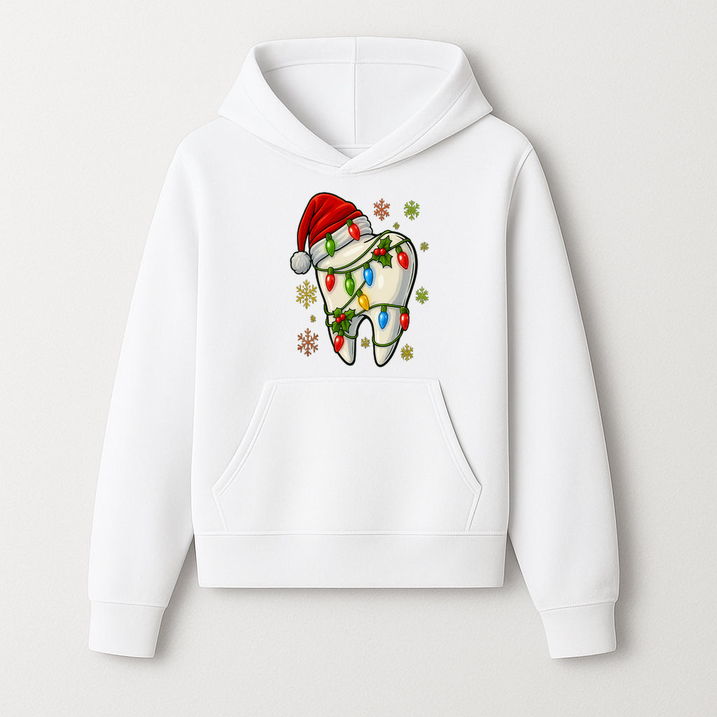 Christmas Tooth Ornament with Santa Hat and Colorful Lights Fun Holiday Decor for Dental Themed Gifts and Decorations. - Hoodie 1758250099452.jpg
