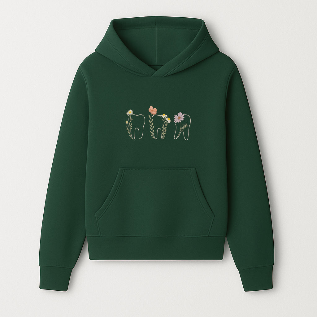Floral Tooth Wall Art Print Cute Dental Decor with Flowers for Kids' Rooms, Nursery, or Dental Offices Whimsical Tooth Design - Hoodie 1758250099495.jpg