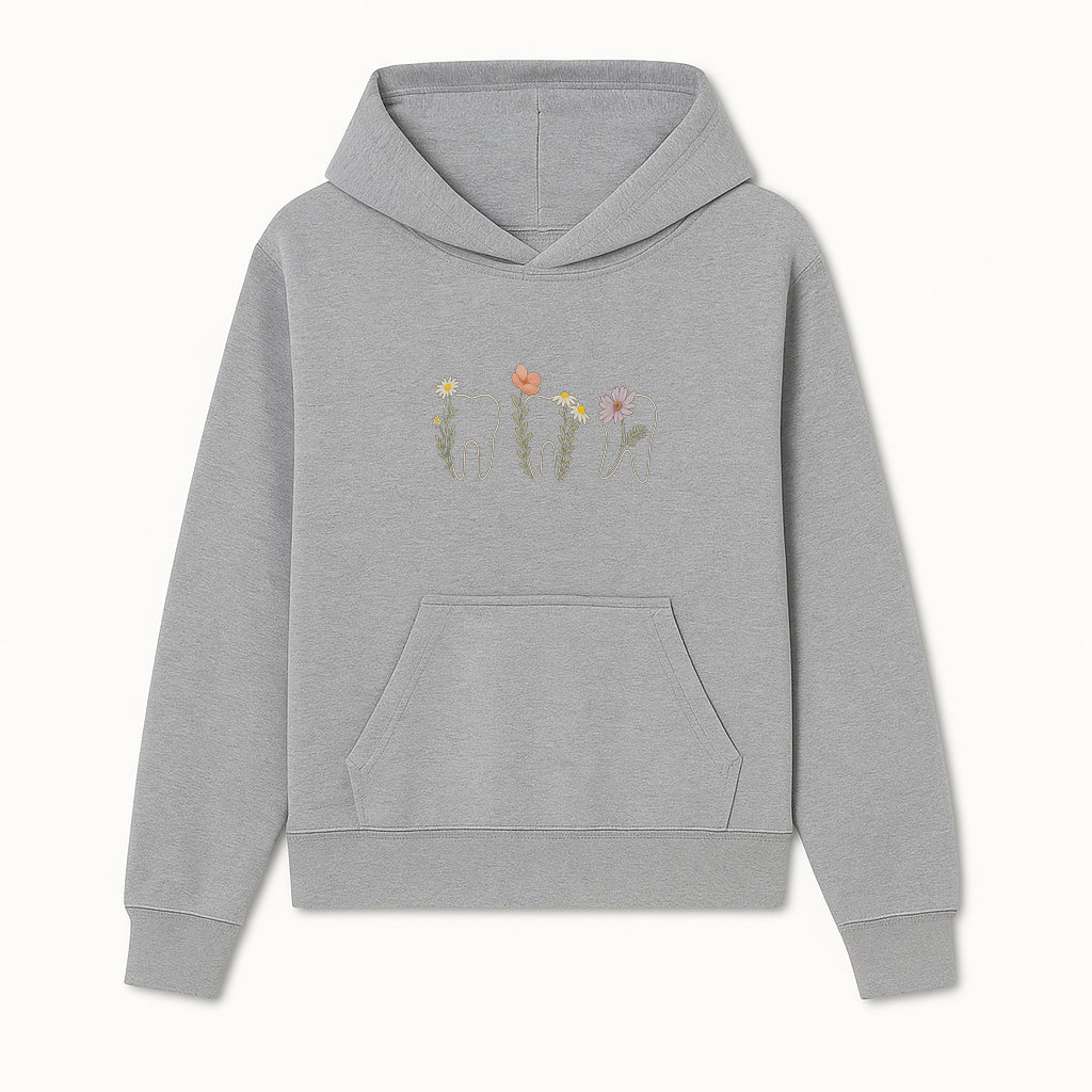 Floral Tooth Wall Art Print Cute Dental Decor with Flowers for Kids' Rooms, Nursery, or Dental Offices Whimsical Tooth Design - Hoodie 1758250099651.jpg