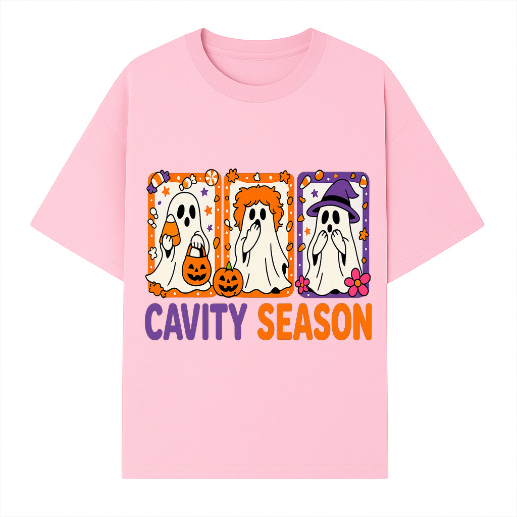 Halloween Ghosts Cavity Season T-Shirt, Cute Spooky Apparel, Kids Halloween Costume, Fun Trick or Treat Design, Pumpkin Candy Theme - T-shirt 1758250099899.jpg