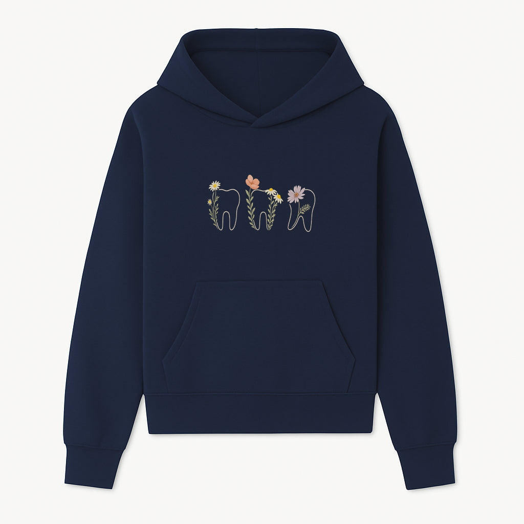 Floral Tooth Wall Art Print Cute Dental Decor with Flowers for Kids' Rooms, Nursery, or Dental Offices Whimsical Tooth Design - Hoodie 1758250100246.jpg
