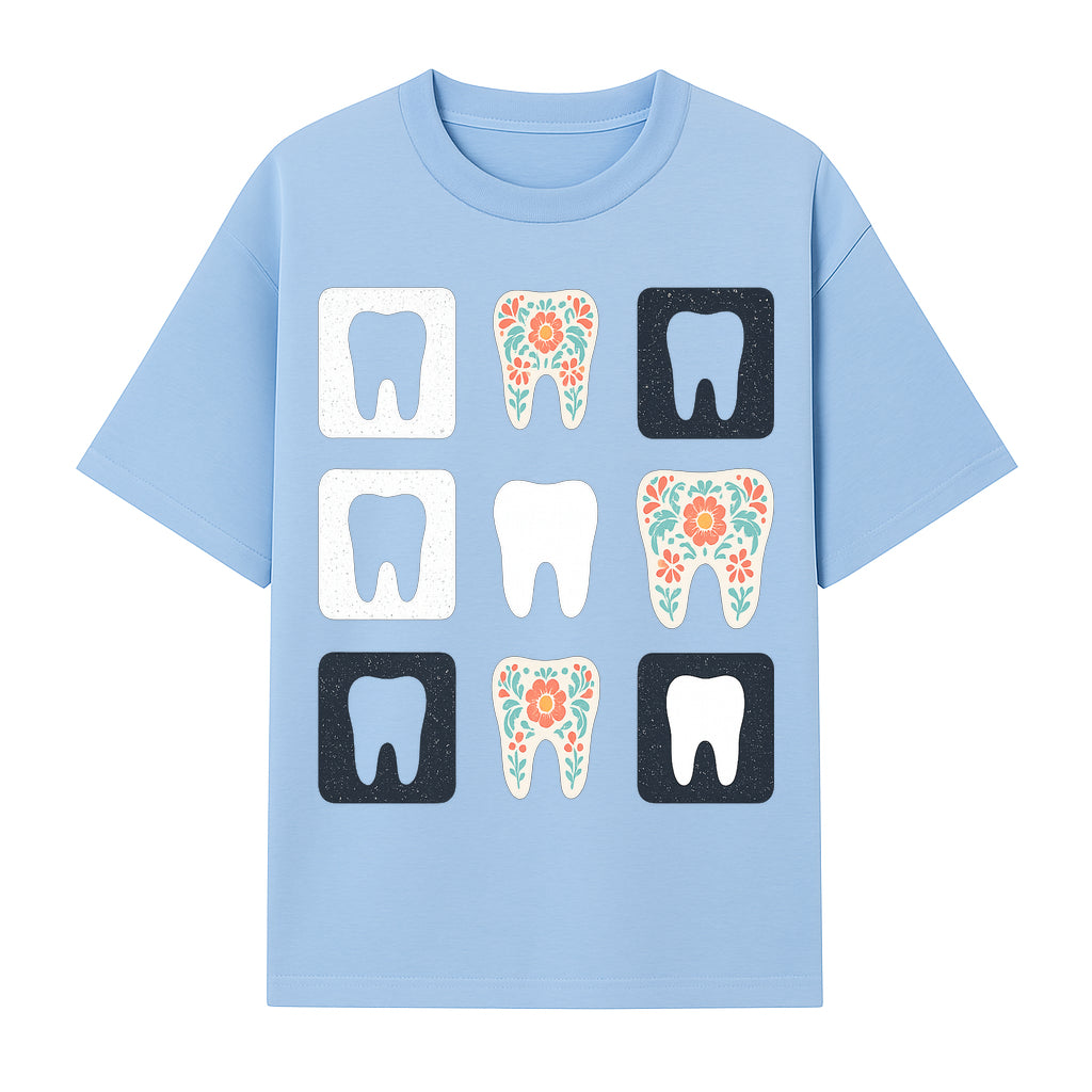 Floral Tooth Design Coasters Set | Cute Dental-Themed Drink Coasters | Unique Gift for Dentists or Dental Lovers - T-shirt 1758250100290.jpg