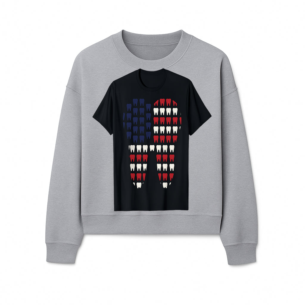 Patriotic Dental Themed T-Shirt with Tooth Pattern, Funny Dentist Humor Shirt, Unisex Fourth of July Graphic Tee - Sweatshirt 1758250100626.jpg