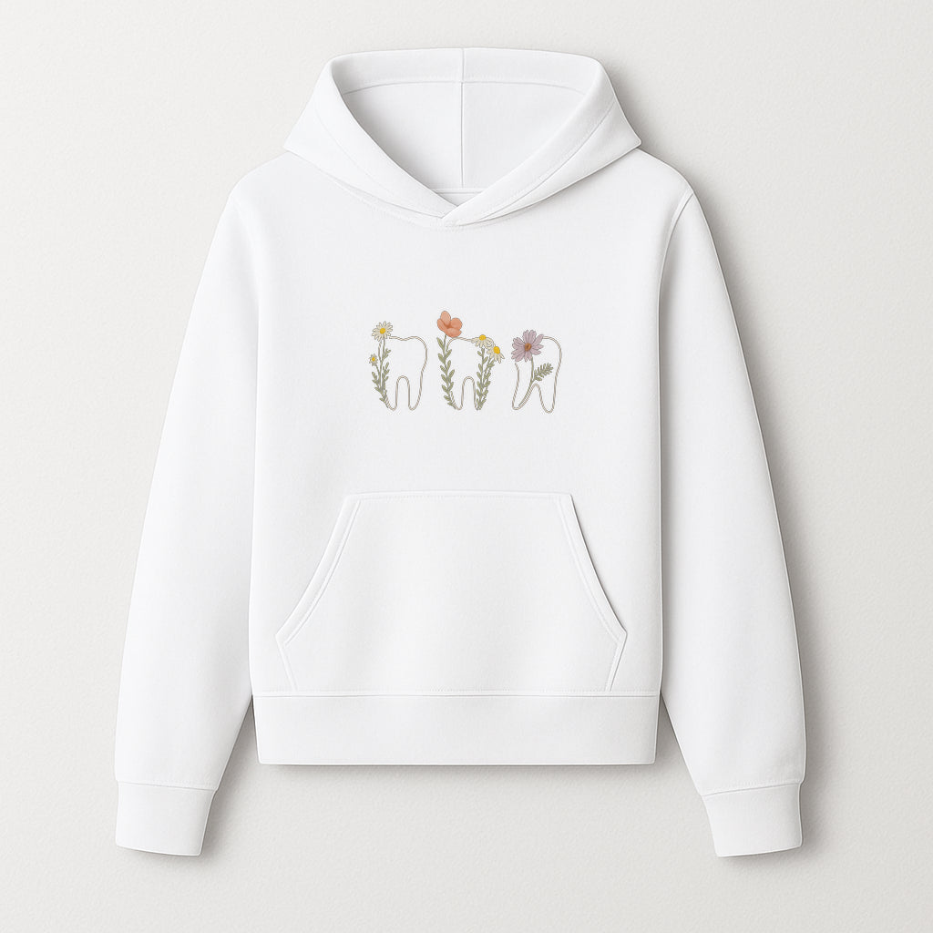 Floral Tooth Wall Art Print Cute Dental Decor with Flowers for Kids' Rooms, Nursery, or Dental Offices Whimsical Tooth Design - Hoodie 1758250100673.jpg