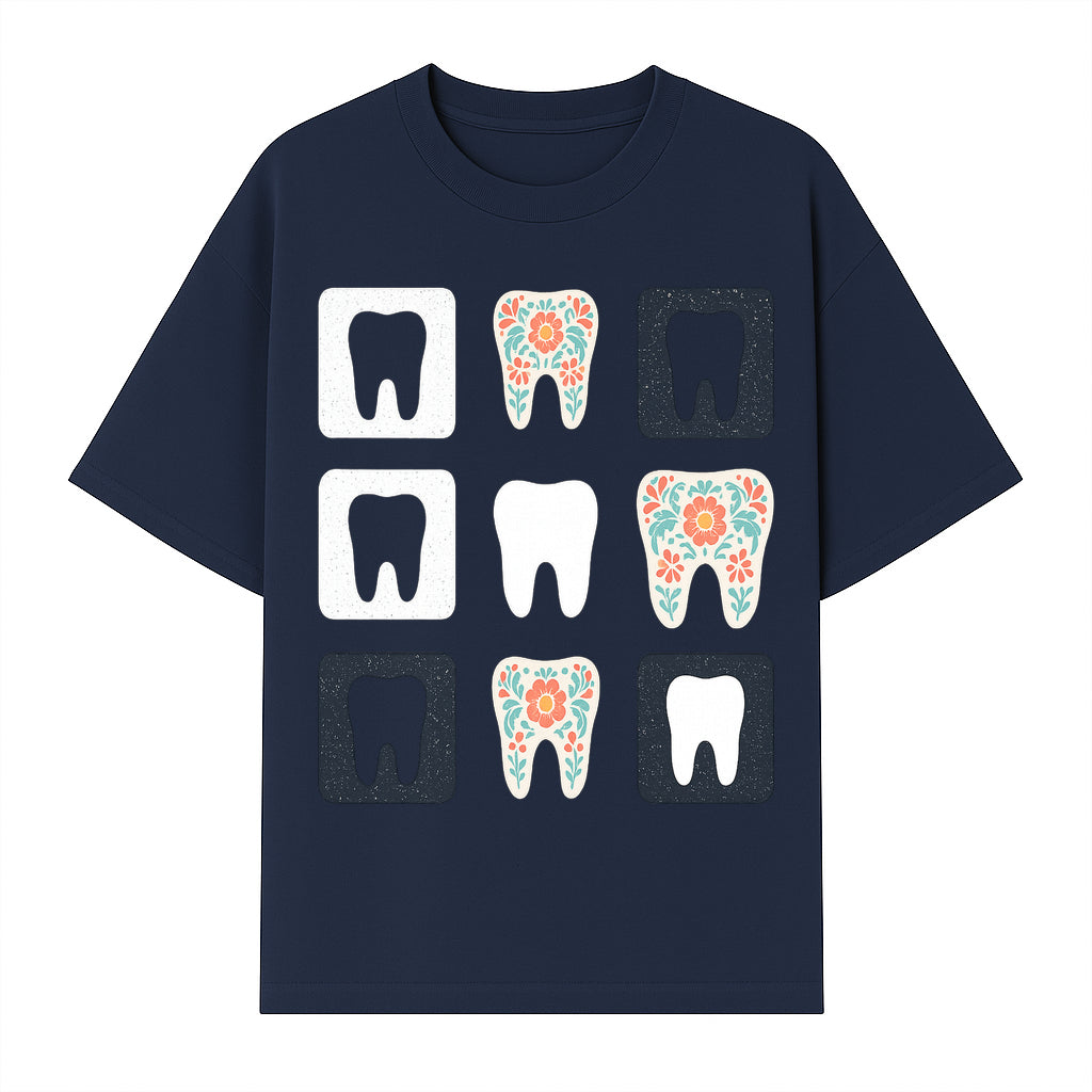 Floral Tooth Design Coasters Set | Cute Dental-Themed Drink Coasters | Unique Gift for Dentists or Dental Lovers - T-shirt 1758250100726.jpg