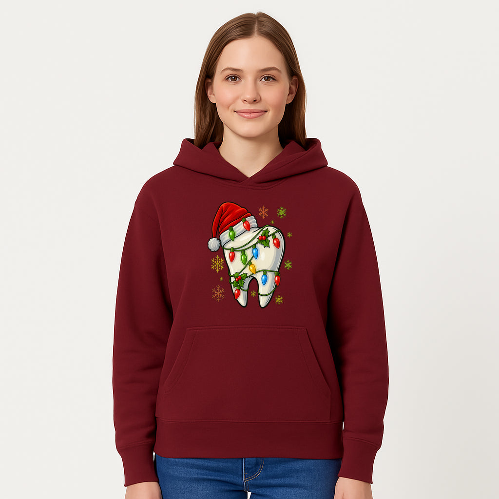 Christmas Tooth Ornament with Santa Hat and Colorful Lights Fun Holiday Decor for Dental Themed Gifts and Decorations. - Hoodie 1758250100757.jpg