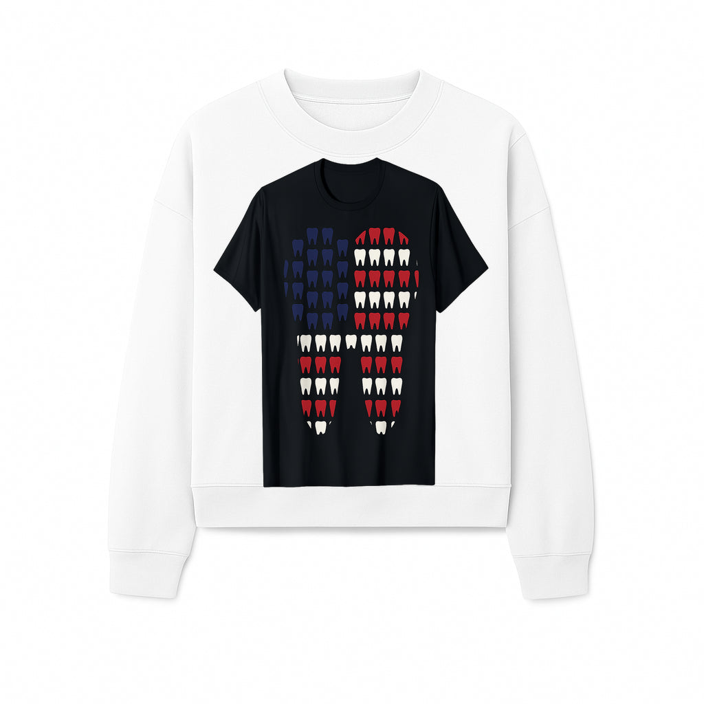 Patriotic Dental Themed T-Shirt with Tooth Pattern, Funny Dentist Humor Shirt, Unisex Fourth of July Graphic Tee - Sweatshirt 1758250100796.jpg