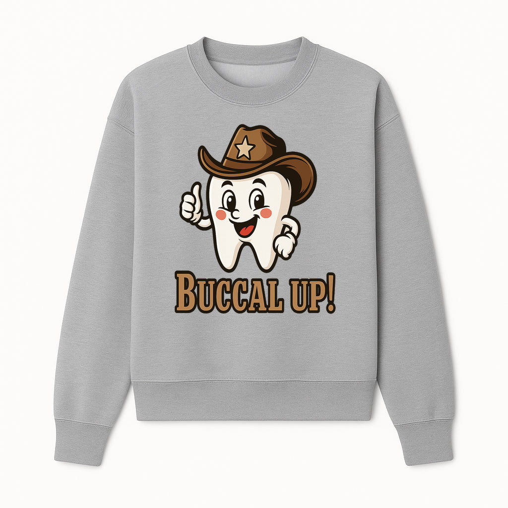 Cowboy Tooth Graphic Tee - Buccal Up! - Fun Dental Humor Shirt for Kids and Adults - Western Theme Dental Care Apparel - Sweatshirt 1758250100837.jpg