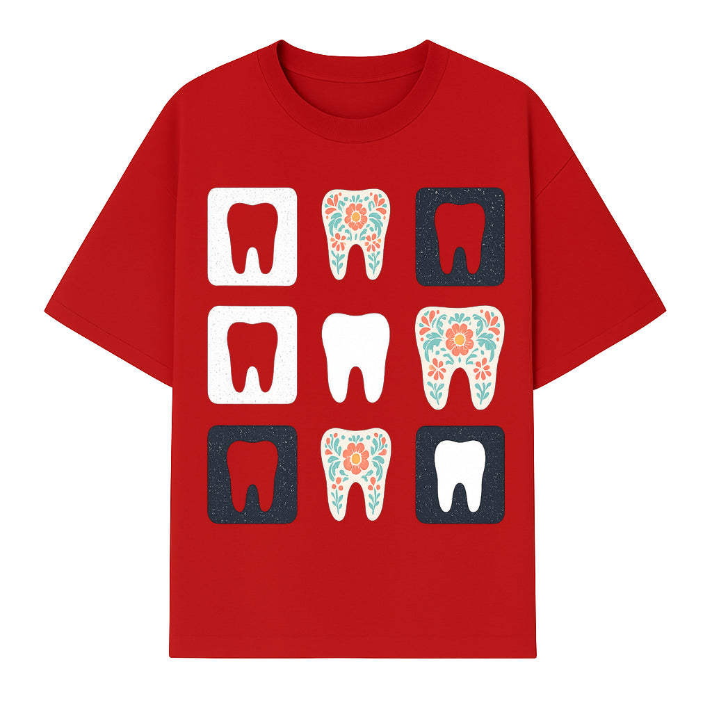 Floral Tooth Design Coasters Set | Cute Dental-Themed Drink Coasters | Unique Gift for Dentists or Dental Lovers - T-shirt 1758250100885.jpg