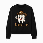 Cowboy Tooth Graphic Tee - Buccal Up! - Fun Dental Humor Shirt for Kids and Adults - Western Theme Dental Care Apparel - Sweatshirt 1758250101009.jpg