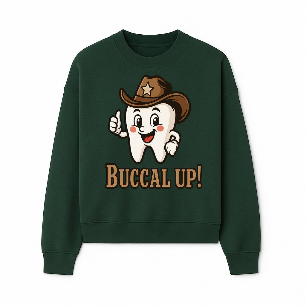 Cowboy Tooth Graphic Tee - Buccal Up! - Fun Dental Humor Shirt for Kids and Adults - Western Theme Dental Care Apparel - Sweatshirt 1758250101303.jpg