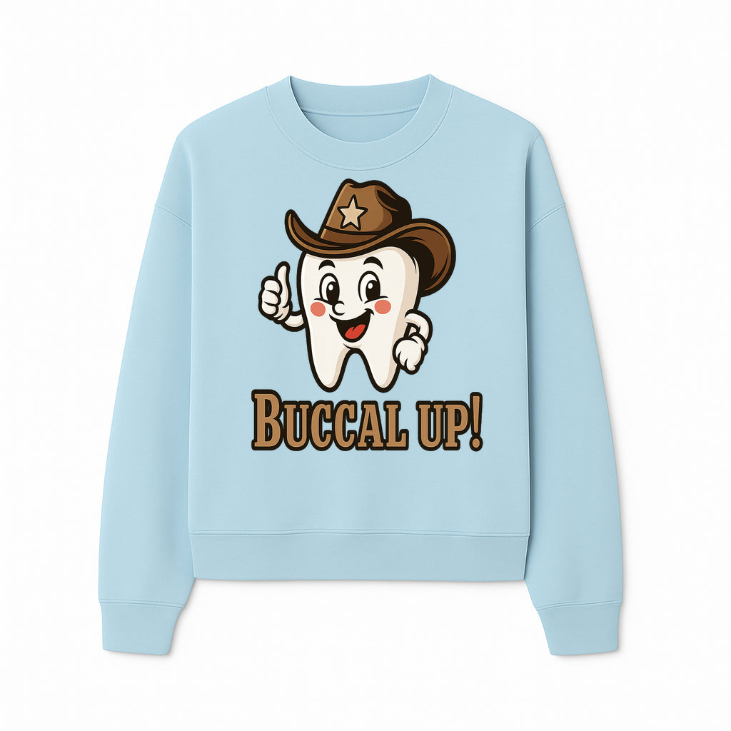 Cowboy Tooth Graphic Tee - Buccal Up! - Fun Dental Humor Shirt for Kids and Adults - Western Theme Dental Care Apparel - Sweatshirt 1758250101618.jpg
