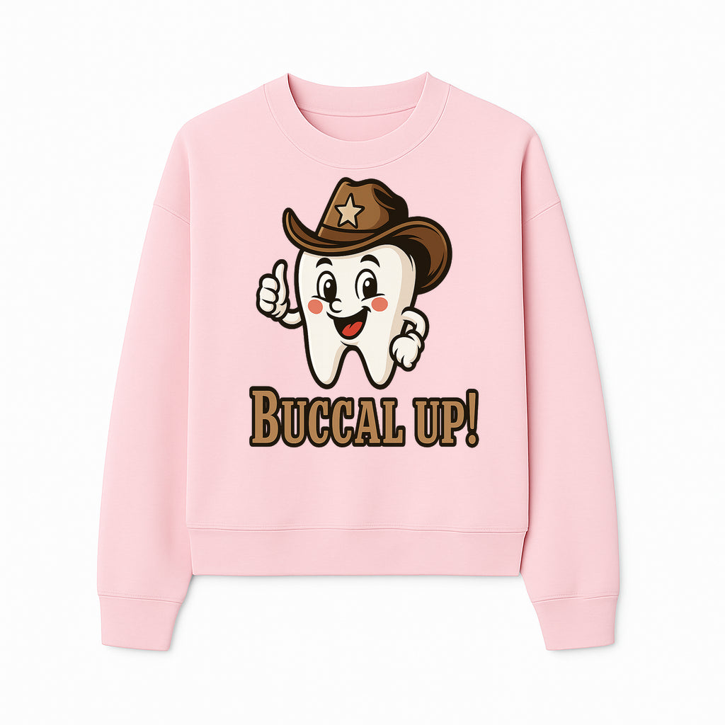 Cowboy Tooth Graphic Tee - Buccal Up! - Fun Dental Humor Shirt for Kids and Adults - Western Theme Dental Care Apparel - Sweatshirt 1758250101740.jpg