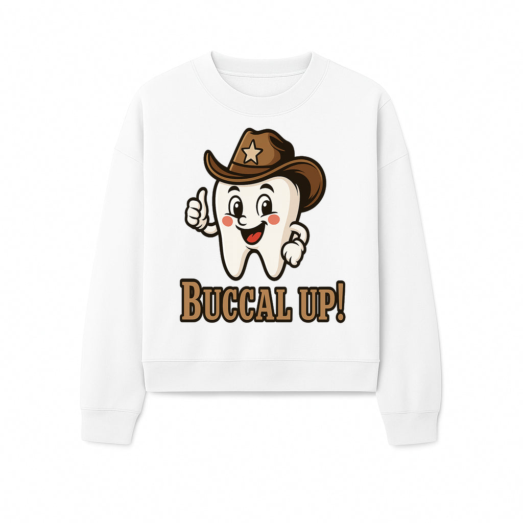 Cowboy Tooth Graphic Tee - Buccal Up! - Fun Dental Humor Shirt for Kids and Adults - Western Theme Dental Care Apparel - Sweatshirt 1758250102447.jpg