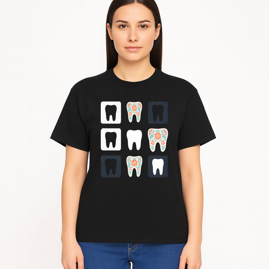 Floral Tooth Design Coasters Set | Cute Dental-Themed Drink Coasters | Unique Gift for Dentists or Dental Lovers - T-shirt 1758250102534.jpg