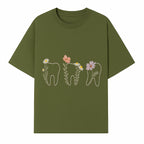 Floral Tooth Wall Art Print Cute Dental Decor with Flowers for Kids' Rooms, Nursery, or Dental Offices Whimsical Tooth Design - T-shirt 1758250102556.jpg