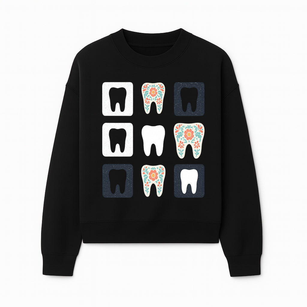 Floral Tooth Design Coasters Set | Cute Dental-Themed Drink Coasters | Unique Gift for Dentists or Dental Lovers - Sweatshirt 1758250102869.jpg