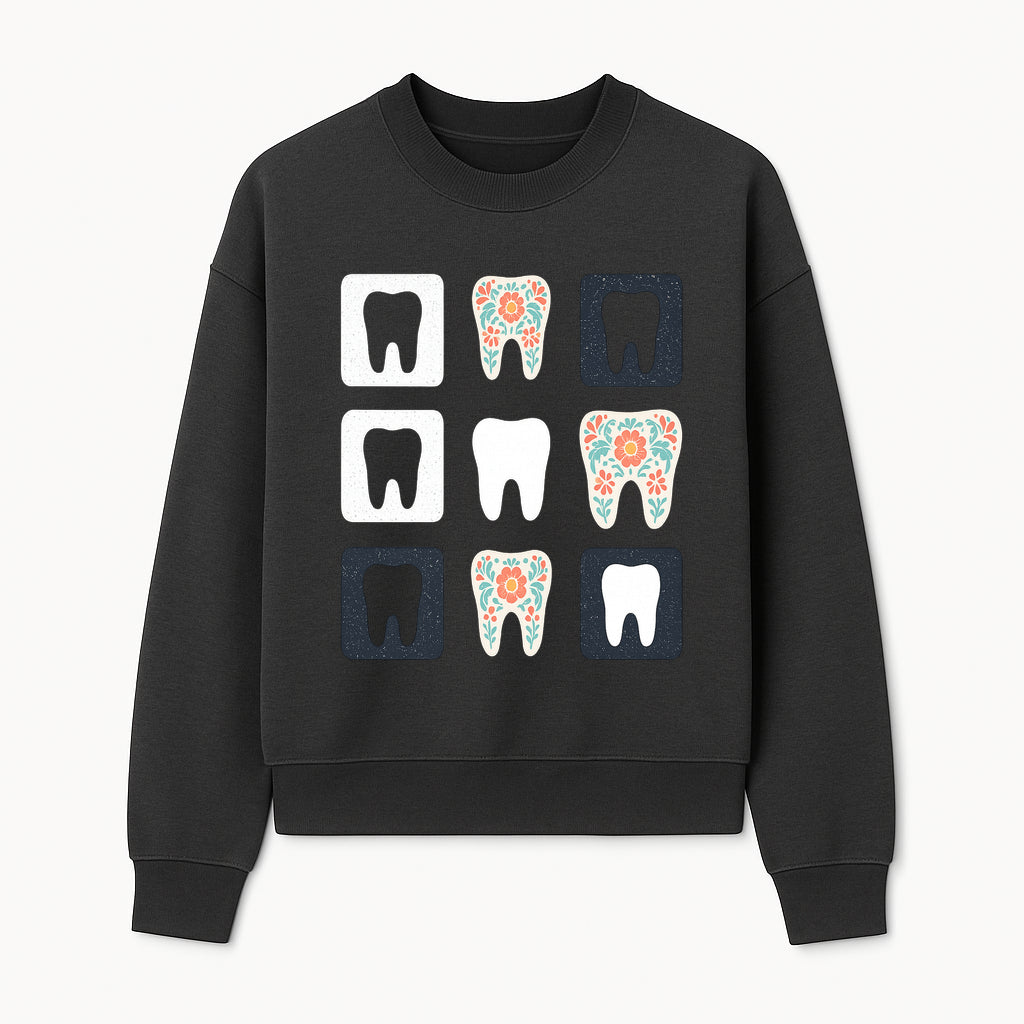 Floral Tooth Design Coasters Set | Cute Dental-Themed Drink Coasters | Unique Gift for Dentists or Dental Lovers - Sweatshirt 1758250102992.jpg