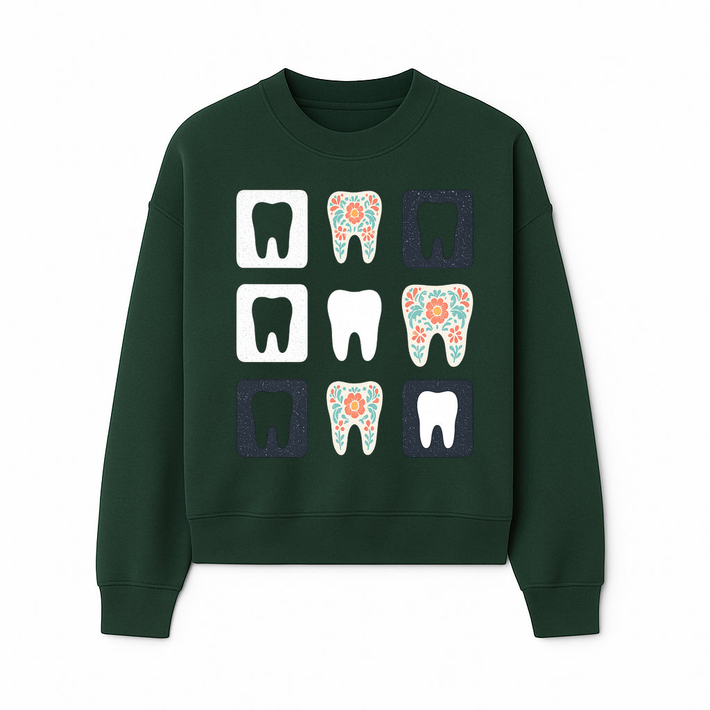 Floral Tooth Design Coasters Set | Cute Dental-Themed Drink Coasters | Unique Gift for Dentists or Dental Lovers - Sweatshirt 1758250103131.jpg