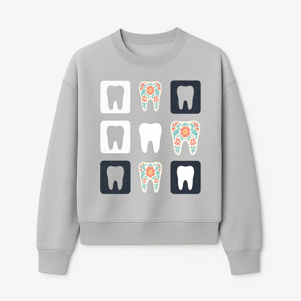 Floral Tooth Design Coasters Set | Cute Dental-Themed Drink Coasters | Unique Gift for Dentists or Dental Lovers - Sweatshirt 1758250103295.jpg