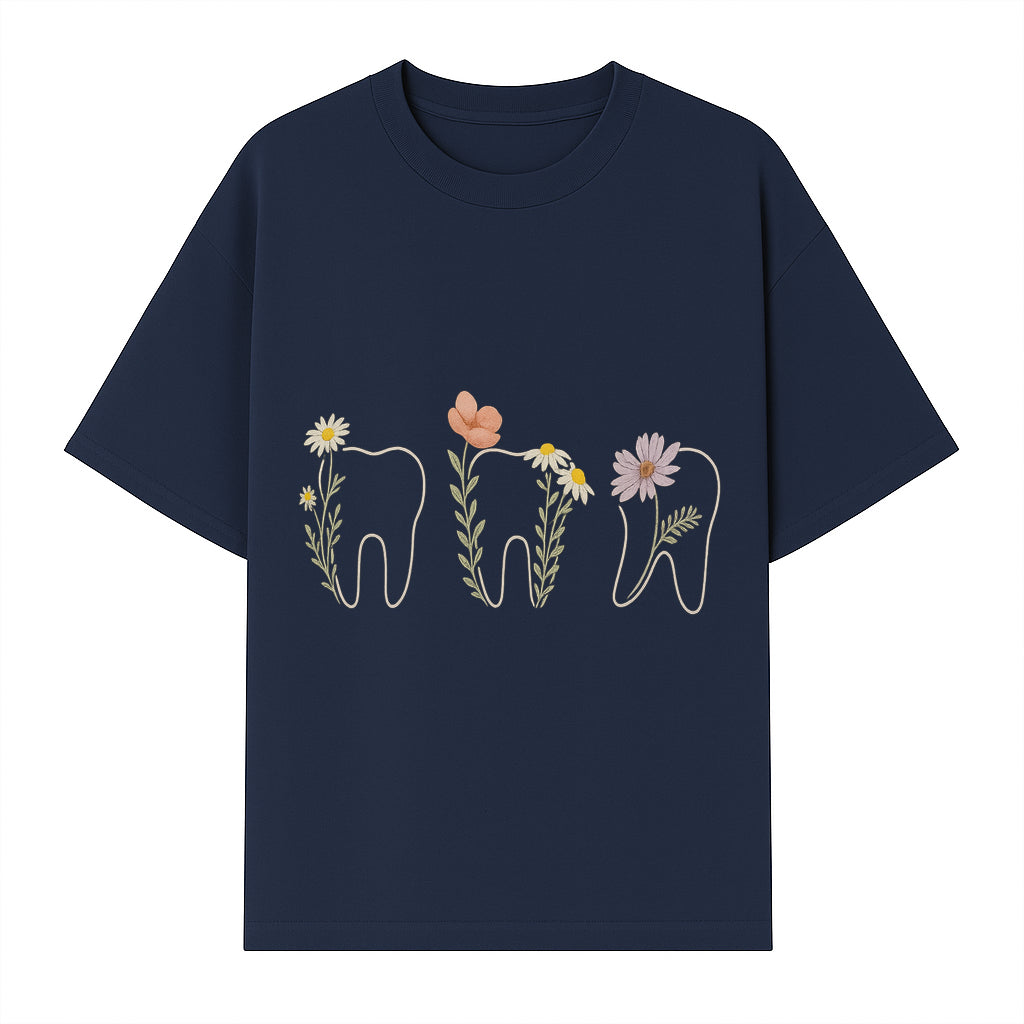 Floral Tooth Wall Art Print Cute Dental Decor with Flowers for Kids' Rooms, Nursery, or Dental Offices Whimsical Tooth Design - T-shirt 1758250103381.jpg