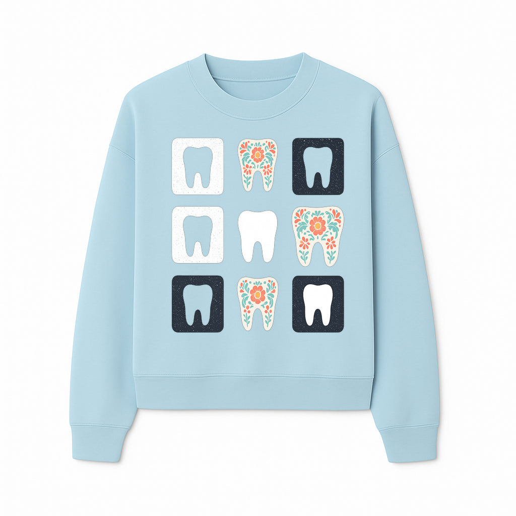 Floral Tooth Design Coasters Set | Cute Dental-Themed Drink Coasters | Unique Gift for Dentists or Dental Lovers - Sweatshirt 1758250103461.jpg