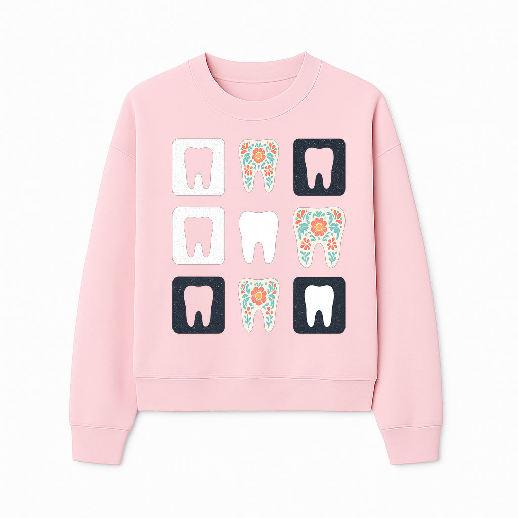 Floral Tooth Design Coasters Set | Cute Dental-Themed Drink Coasters | Unique Gift for Dentists or Dental Lovers - Sweatshirt 1758250103592.jpg