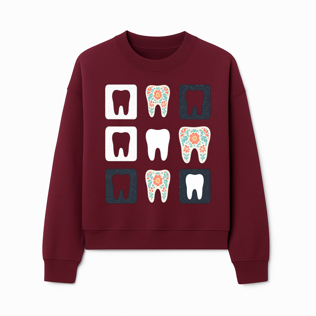 Floral Tooth Design Coasters Set | Cute Dental-Themed Drink Coasters | Unique Gift for Dentists or Dental Lovers - Sweatshirt 1758250103723.jpg