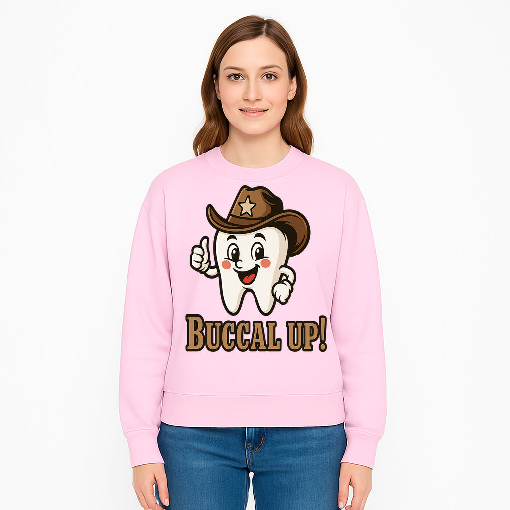 Cowboy Tooth Graphic Tee - Buccal Up! - Fun Dental Humor Shirt for Kids and Adults - Western Theme Dental Care Apparel - Sweatshirt 1758250103752.jpg