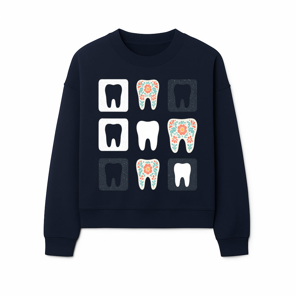 Floral Tooth Design Coasters Set | Cute Dental-Themed Drink Coasters | Unique Gift for Dentists or Dental Lovers - Sweatshirt 1758250103878.jpg