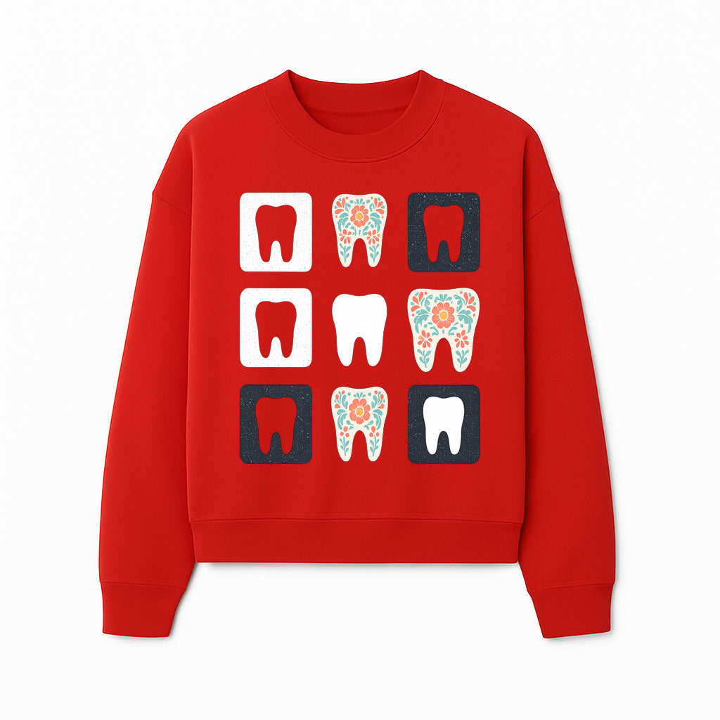 Floral Tooth Design Coasters Set | Cute Dental-Themed Drink Coasters | Unique Gift for Dentists or Dental Lovers - Sweatshirt 1758250104028.jpg