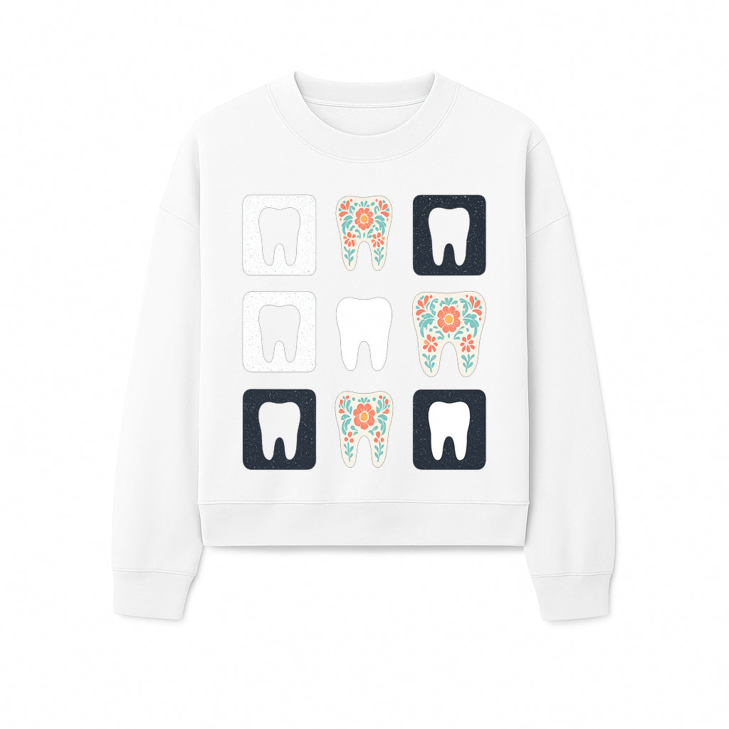 Floral Tooth Design Coasters Set | Cute Dental-Themed Drink Coasters | Unique Gift for Dentists or Dental Lovers - Sweatshirt 1758250104311.jpg