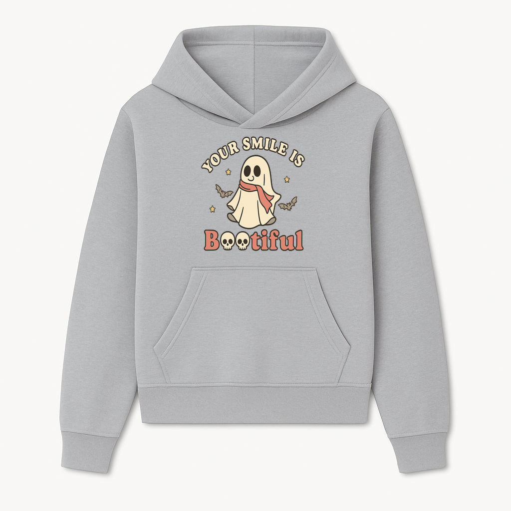 Cute Ghost Your Smile is Bootiful Halloween Design T-Shirt, Spooky Graphic Tee for Kids and Adults, Fun Autumn Apparel - Hoodie 1758250104432.jpg