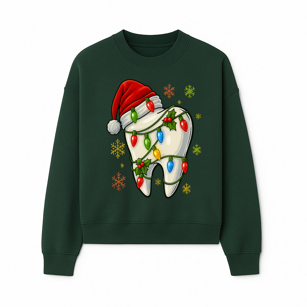 Christmas Tooth Ornament with Santa Hat and Colorful Lights Fun Holiday Decor for Dental Themed Gifts and Decorations. - Sweatshirt 1758250104485.jpg