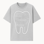 Dental Hygiene and Care Graphic Art Print - Tooth Icon with Swish, Brush, Floss, Crown, Smile Themes for Kids & Adults - T-shirt 1758250104540.jpg