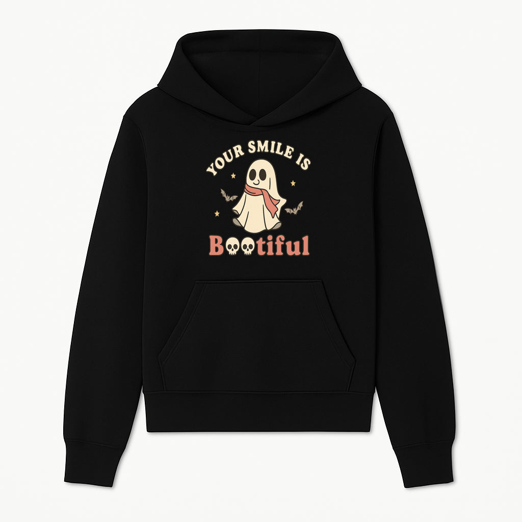 Cute Ghost Your Smile is Bootiful Halloween Design T-Shirt, Spooky Graphic Tee for Kids and Adults, Fun Autumn Apparel - Hoodie 1758250104589.jpg