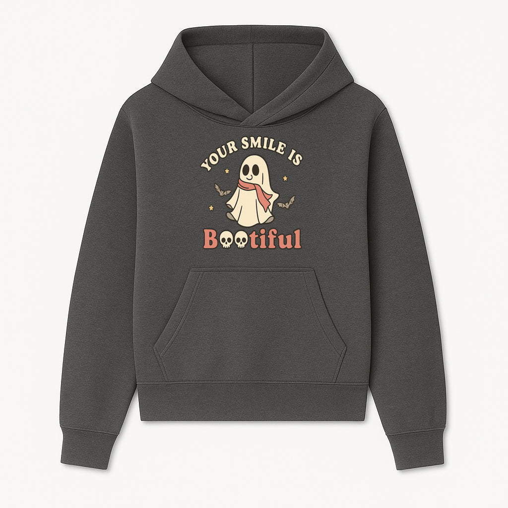 Cute Ghost Your Smile is Bootiful Halloween Design T-Shirt, Spooky Graphic Tee for Kids and Adults, Fun Autumn Apparel - Hoodie 1758250104735.jpg