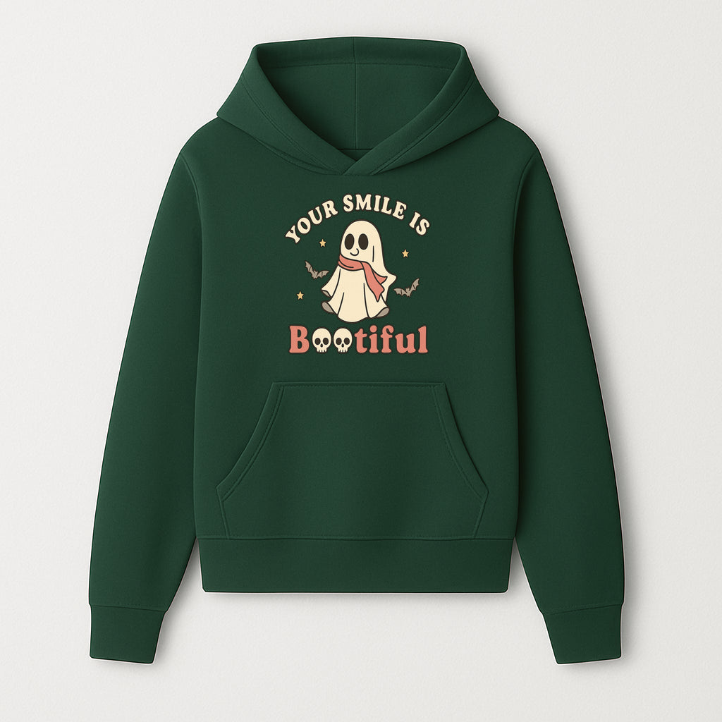 Cute Ghost Your Smile is Bootiful Halloween Design T-Shirt, Spooky Graphic Tee for Kids and Adults, Fun Autumn Apparel - Hoodie 1758250104894.jpg