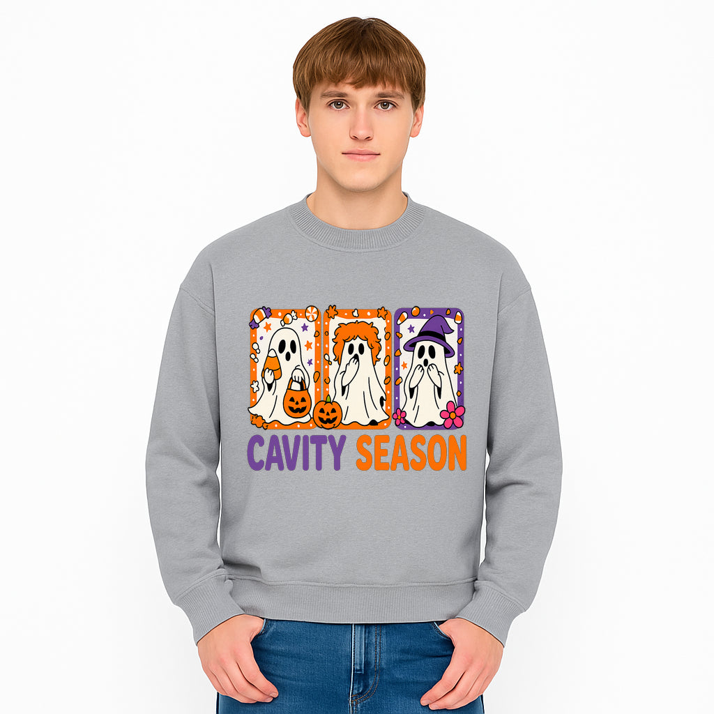 Halloween Ghosts Cavity Season T-Shirt, Cute Spooky Apparel, Kids Halloween Costume, Fun Trick or Treat Design, Pumpkin Candy Theme - Sweatshirt 1758250104953.jpg