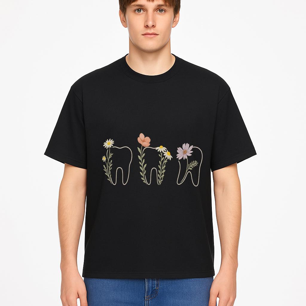 Floral Tooth Wall Art Print Cute Dental Decor with Flowers for Kids' Rooms, Nursery, or Dental Offices Whimsical Tooth Design - T-shirt 1758250104994.jpg