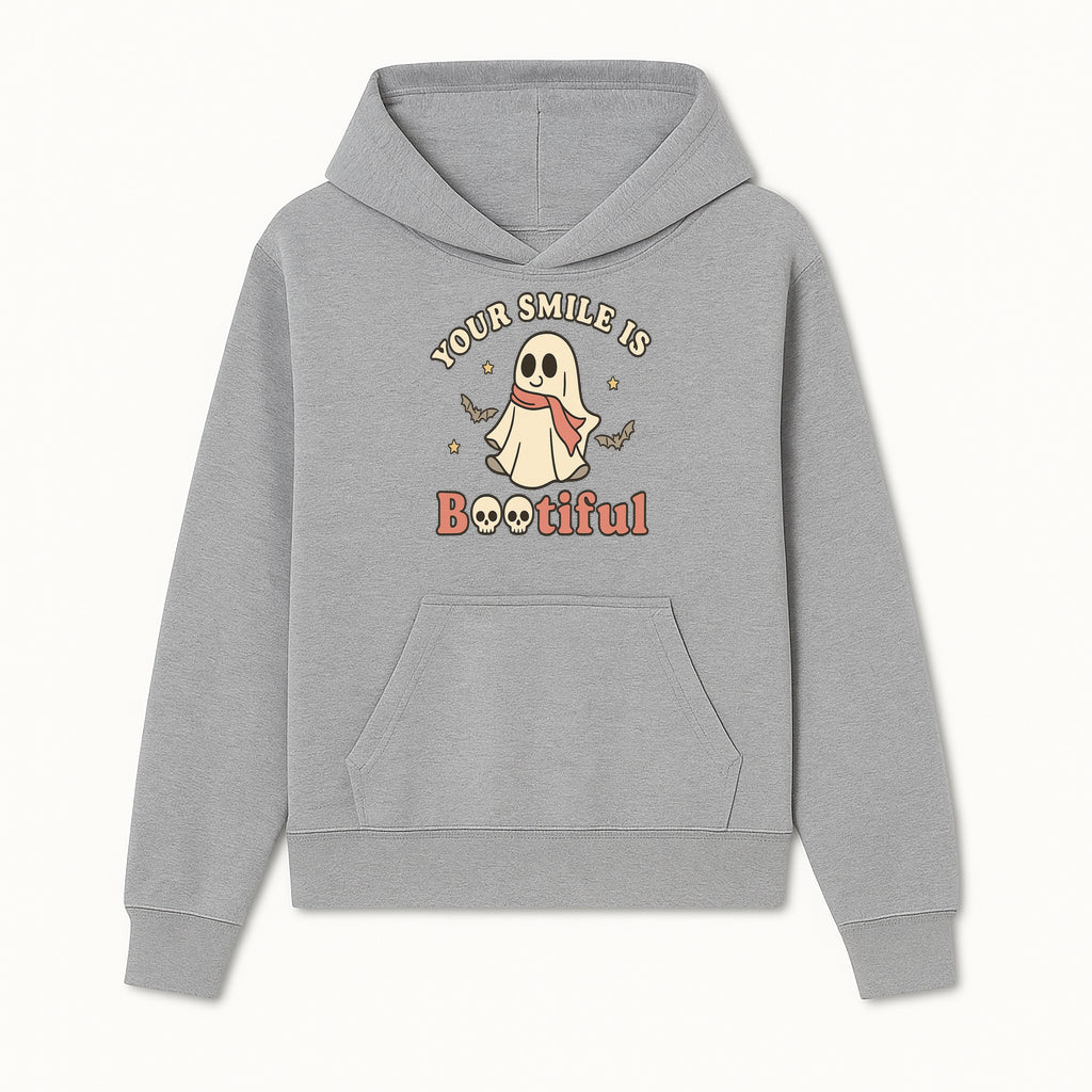 Cute Ghost Your Smile is Bootiful Halloween Design T-Shirt, Spooky Graphic Tee for Kids and Adults, Fun Autumn Apparel - Hoodie 1758250105046.jpg